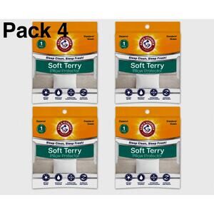 Pack 4 Arm & Hammer Standard/Queen Soft Terry Pillow Protector